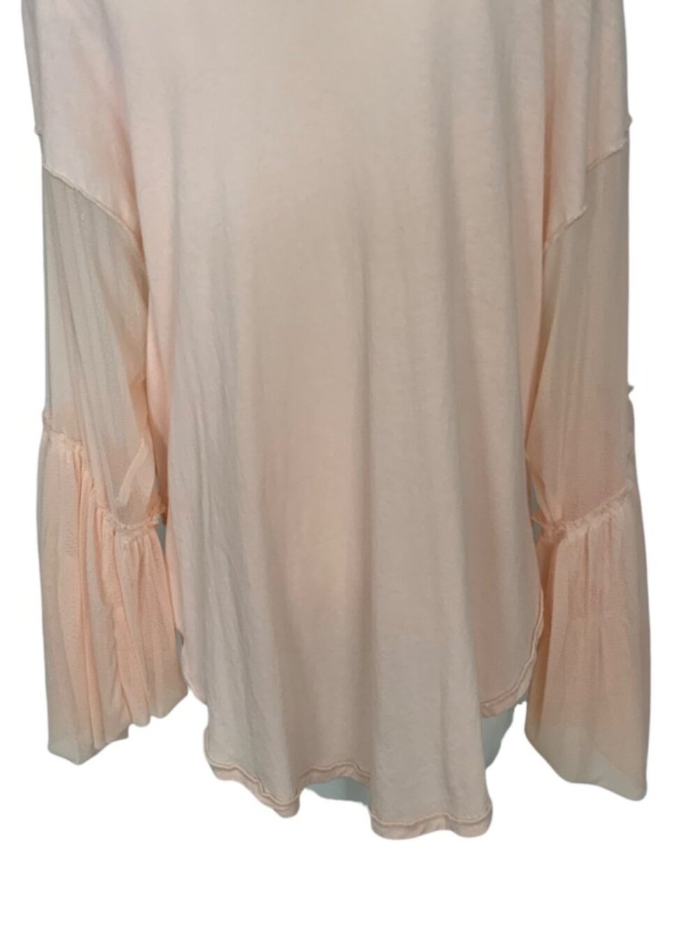 Free People Still Got It Tee Top S Pink Oversized Mesh Bell Sleeves - Picture 13 of 16
